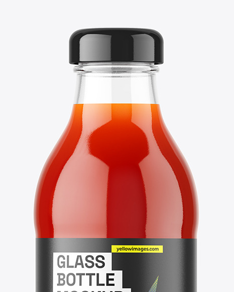Clear Glass Tomato Juice Bottle Mockup
