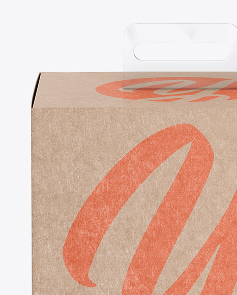 Kraft Paper Box with Hang Tab Mockup - FrontView (high-angle shot