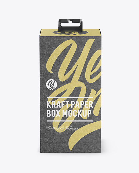 Kraft Paper Box with Hang Tab Mockup - FrontView (high-angle shot