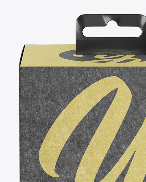 Kraft Paper Box with Hang Tab Mockup - FrontView (high-angle shot