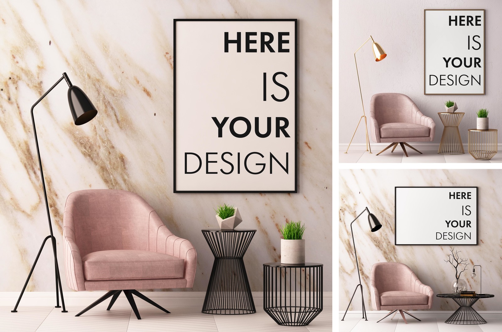 6 mockup posters in the interior