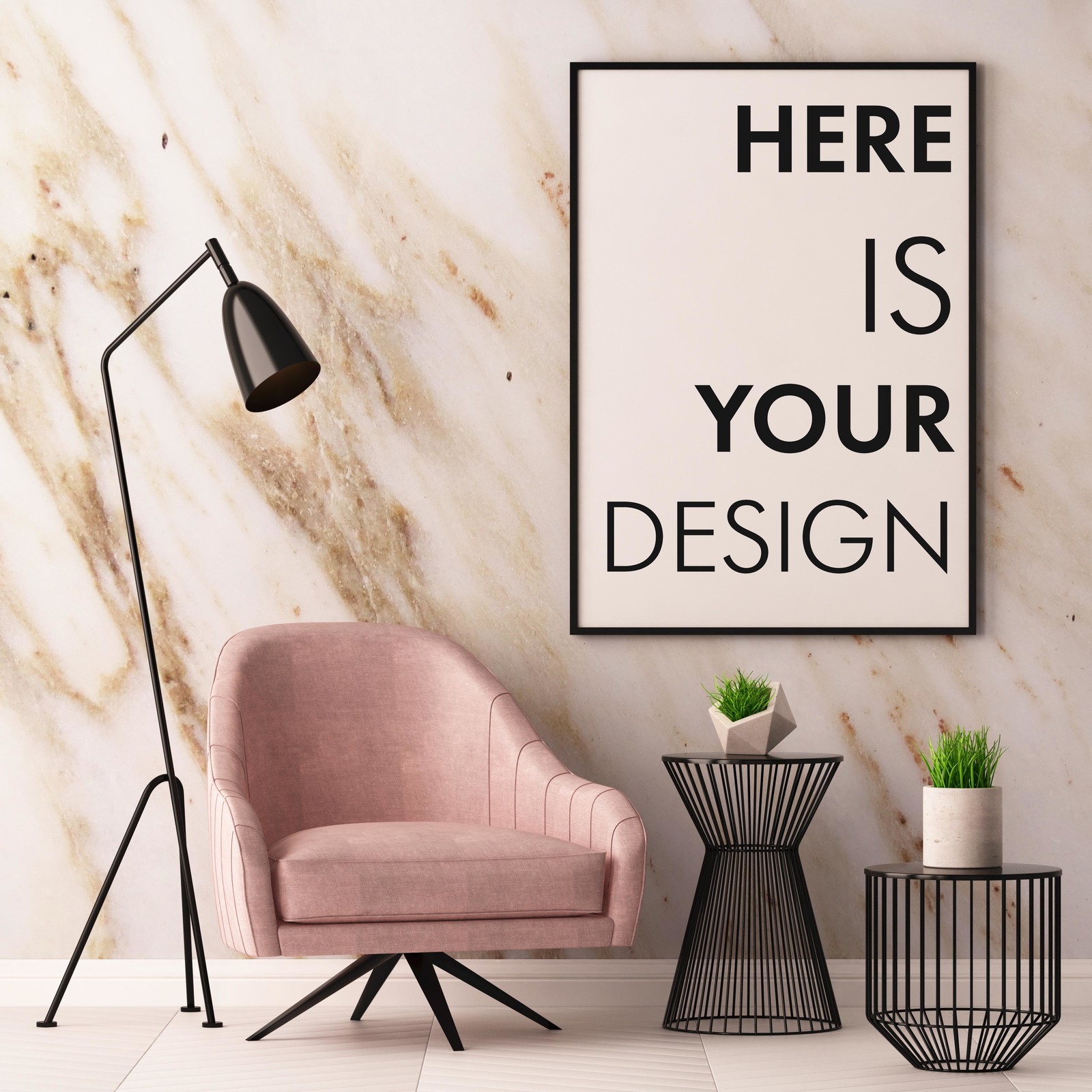 6 mockup posters in the interior