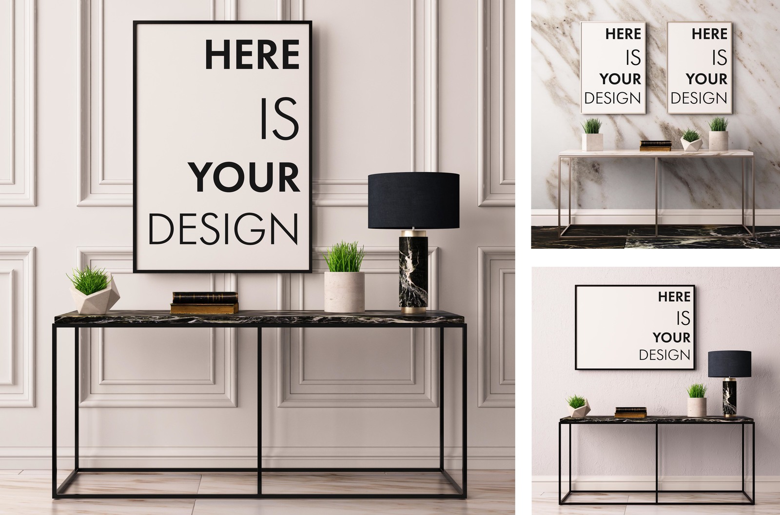 Mock up poster with a console table