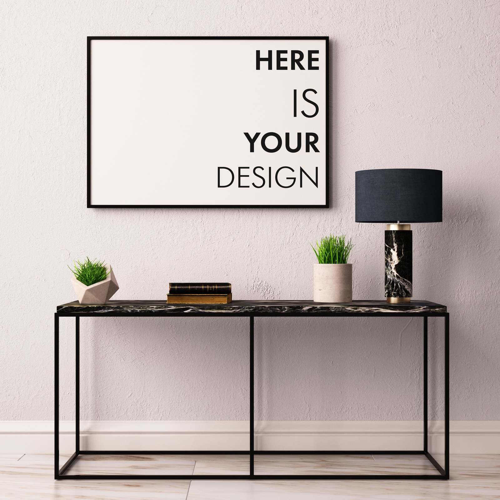 Mock up poster with a console table