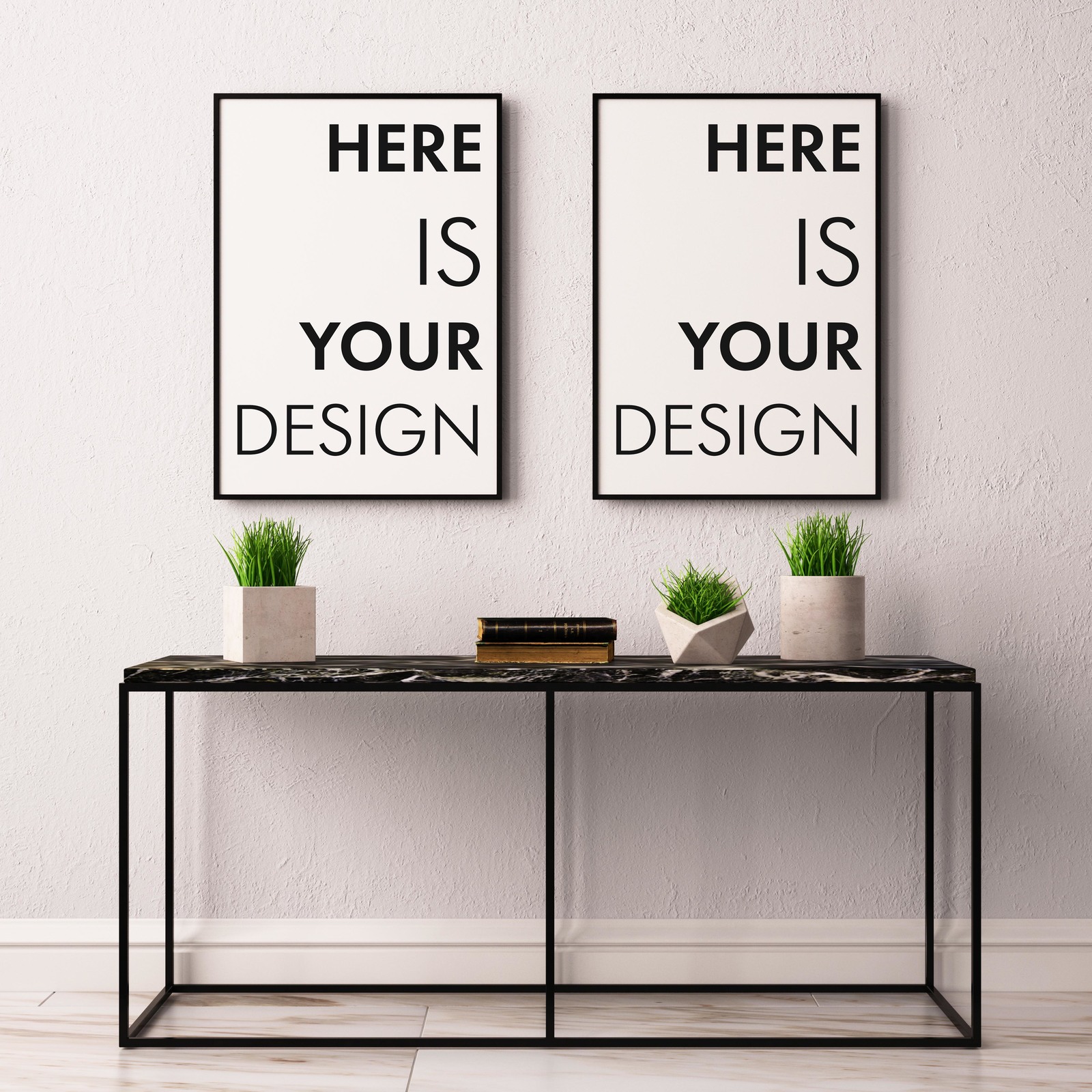 Mock up poster with a console table