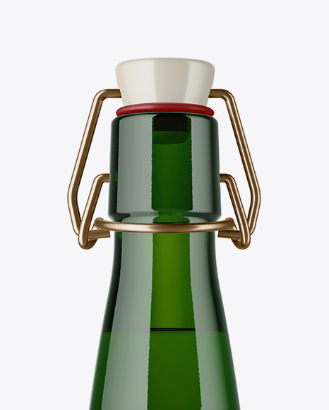 Green Glass Beugel Bottle Mockup