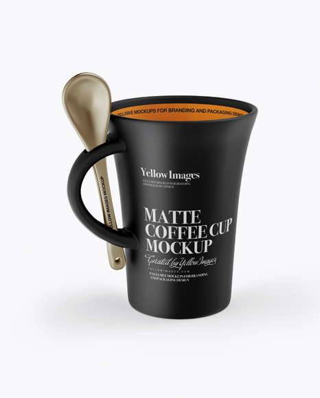 Matte Cup With Spoon Mockup