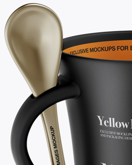 Matte Cup With Spoon Mockup