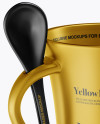 Metallic Cup With Spoon Mockup