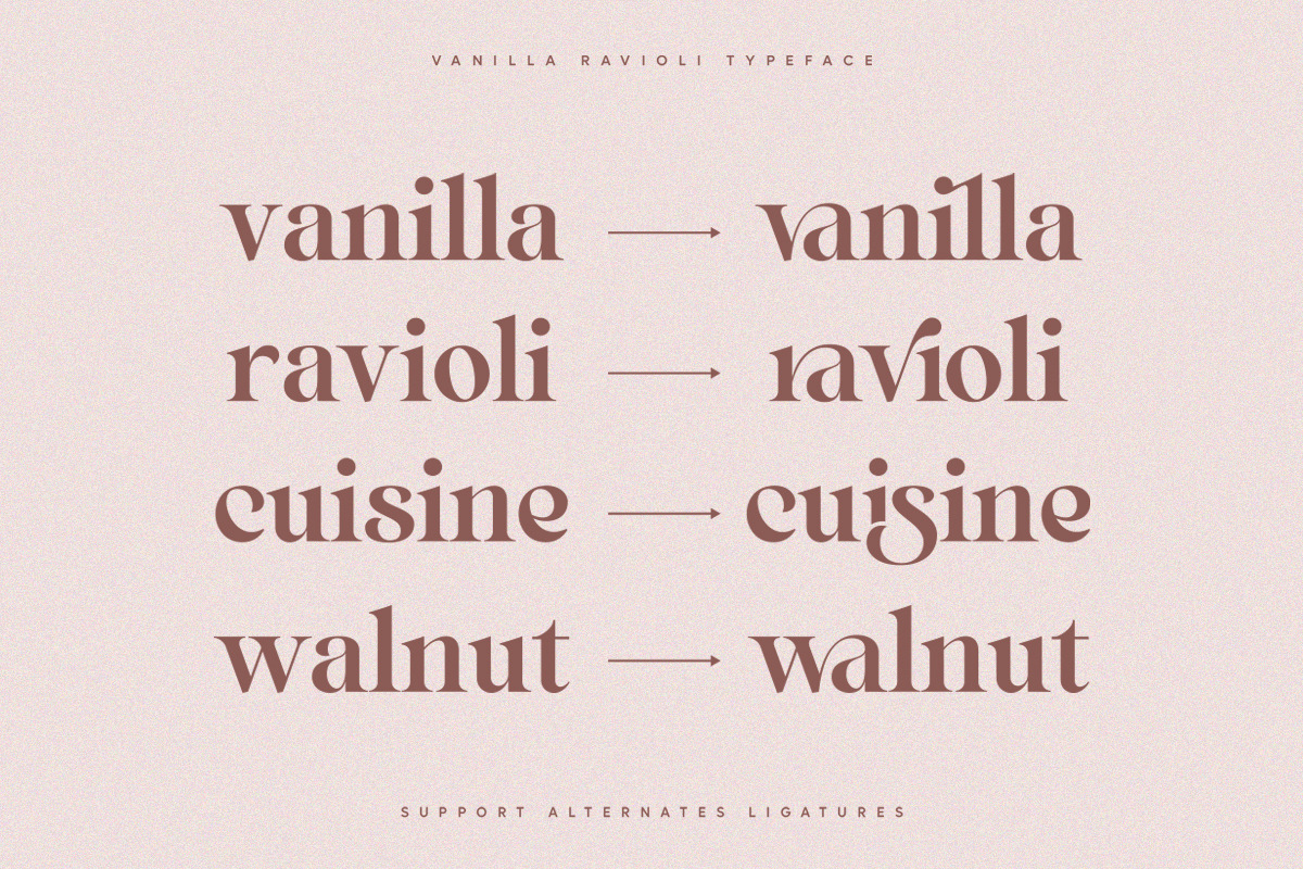 Vanilla Ravioli | Chic Ligature Font