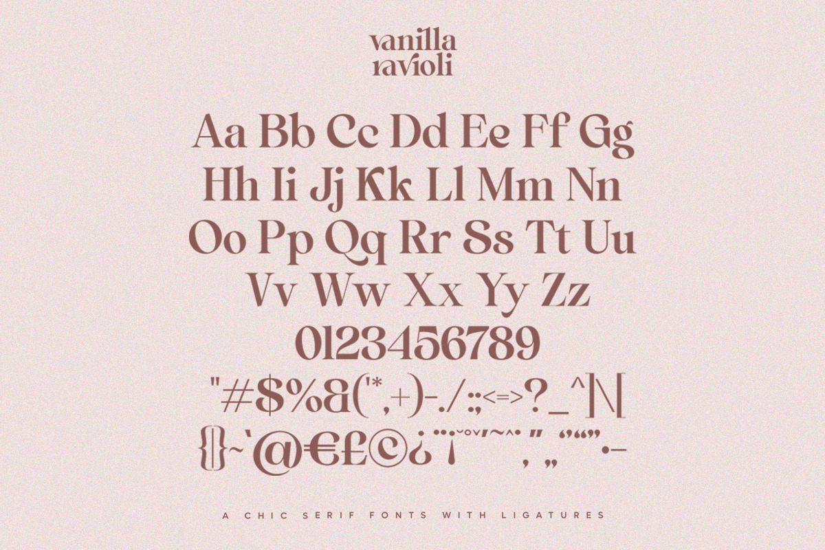 Vanilla Ravioli | Chic Ligature Font Vanilla Ravioli | Chic Ligature Font