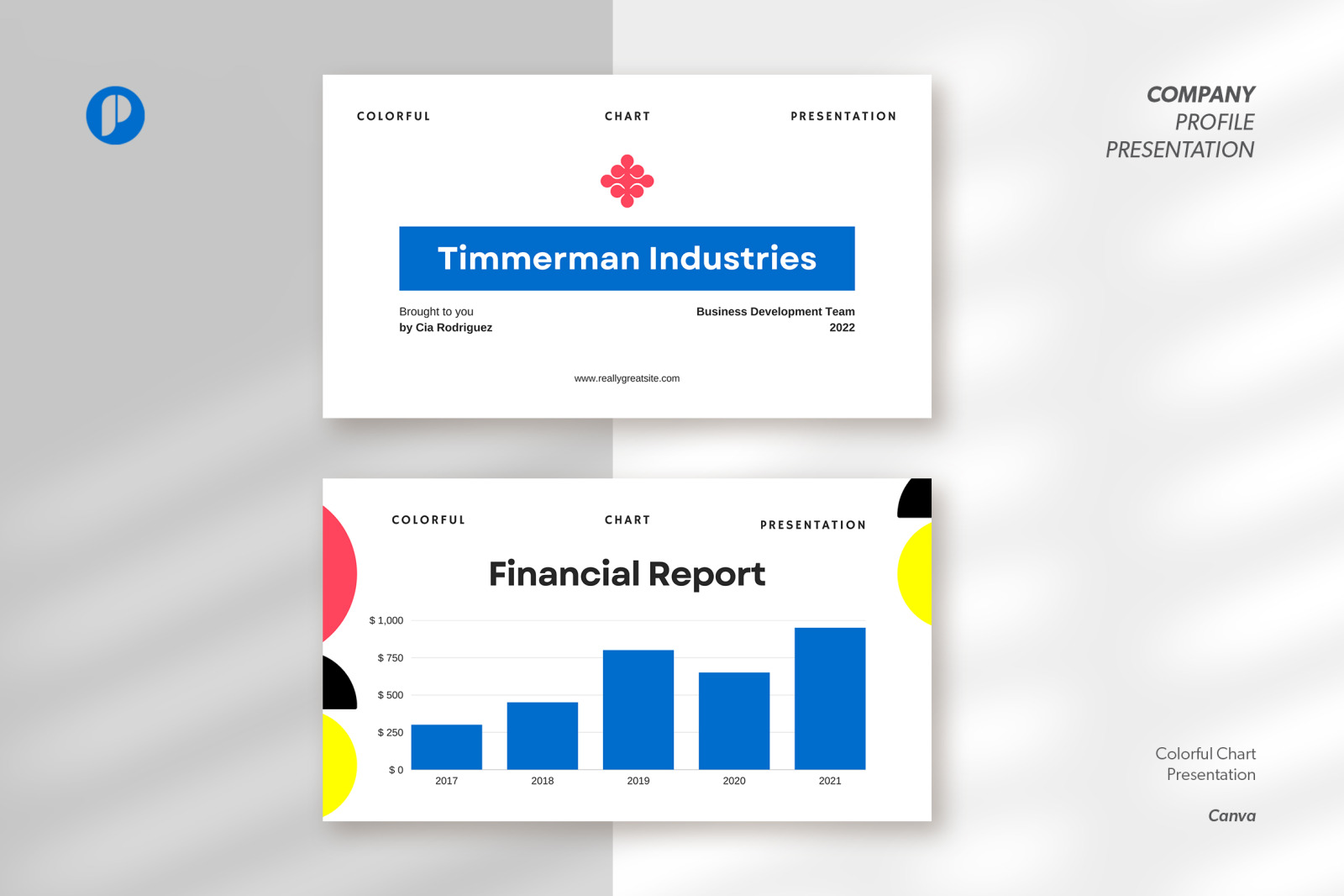 Blue &amp; White Clean Colorful Chart Presentation