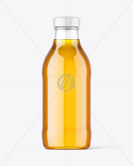 Clear Glass Apple Juice Bottle Mockup