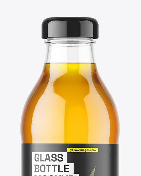 Clear Glass Apple Juice Bottle Mockup