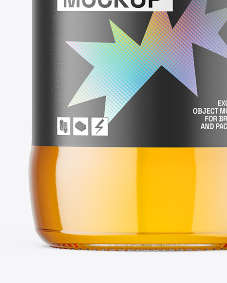 Clear Glass Apple Juice Bottle Mockup