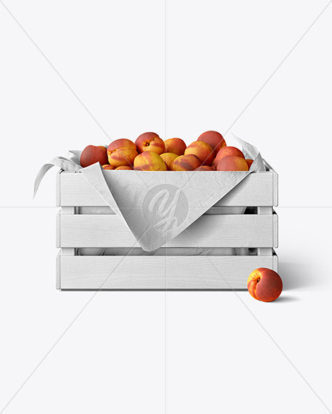 Wooden Crate With Peaches Mockup