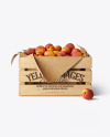 Wooden Crate With Peaches Mockup