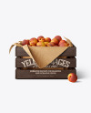 Wooden Crate With Peaches Mockup