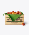 Wooden Crate With Peaches Mockup