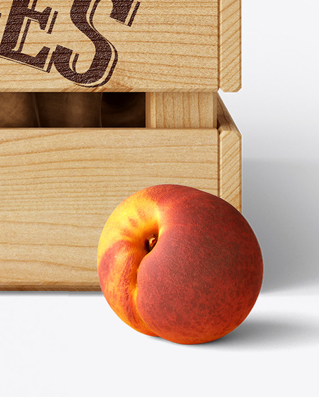 Wooden Crate With Peaches Mockup