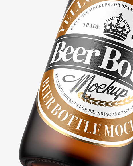 330ml Amber Glass Beer Bottle Mockup