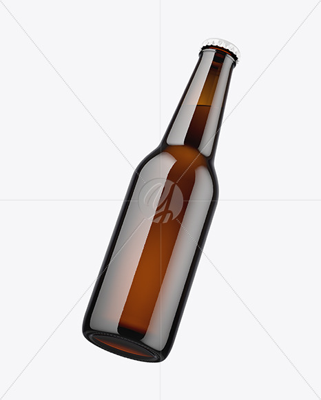 330ml Amber Glass Beer Bottle Mockup