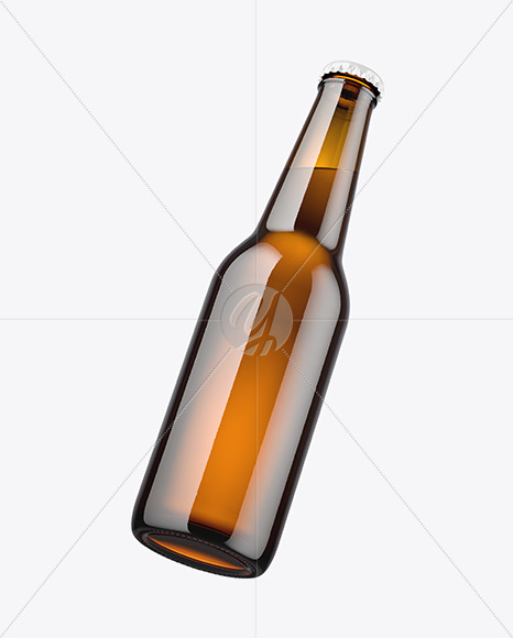 330ml Amber Glass Beer Bottle Mockup