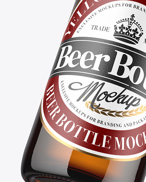 330ml Amber Glass Beer Bottle Mockup