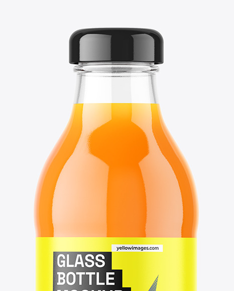 Clear Glass Carrot Juice Bottle Mockup