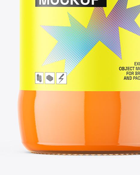 Clear Glass Carrot Juice Bottle Mockup