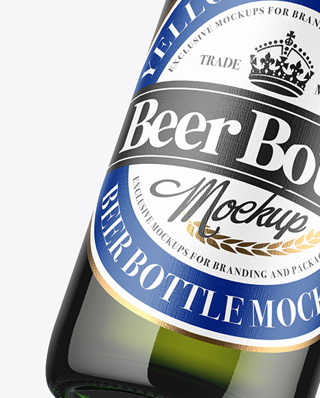 330ml Green Glass Beer Bottle Mockup