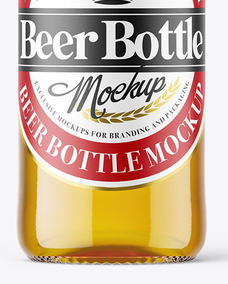 Clear Glass Beer Bottle Mockup