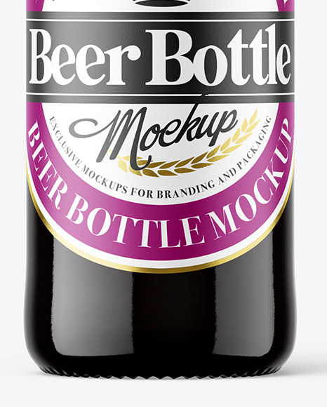 Amber Glass Beer Bottle Mockup