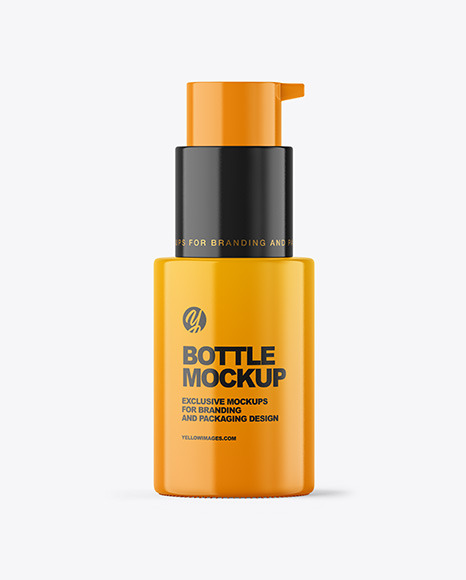 Glossy Cosmetic Bottle with Pump Mockup