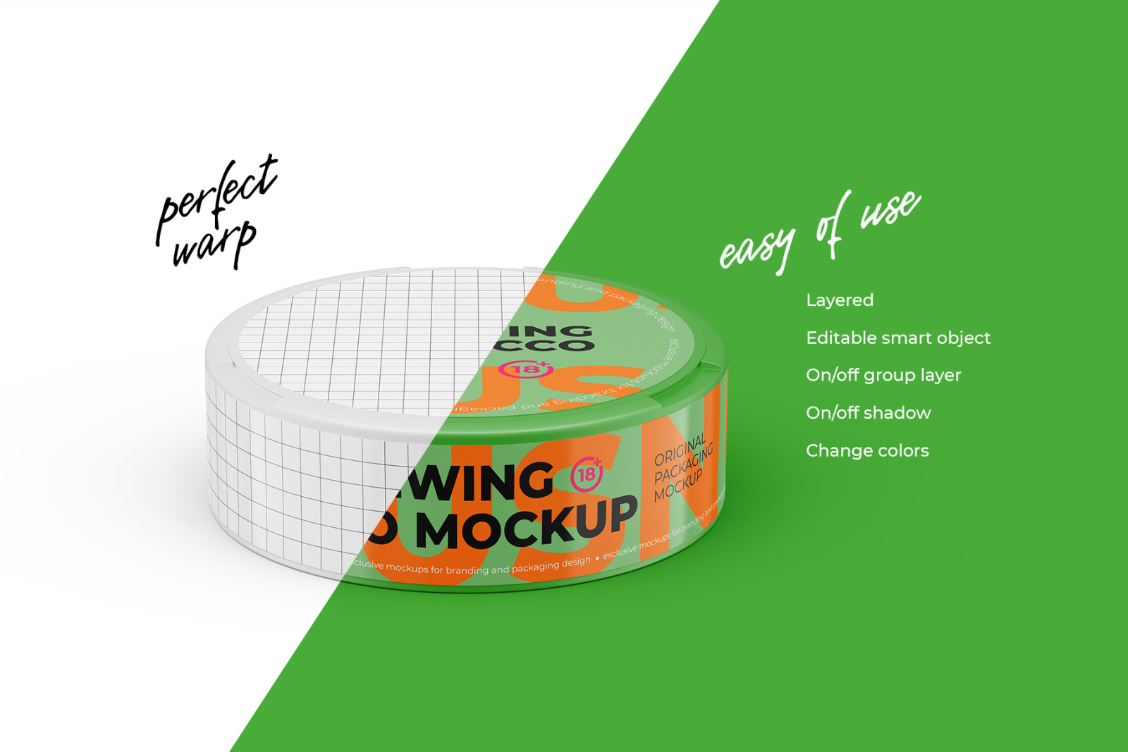 Snus Chewing Tobacco Can Mockup. High angle shot Snus Chewing Tobacco Can Mockup. High angle shot