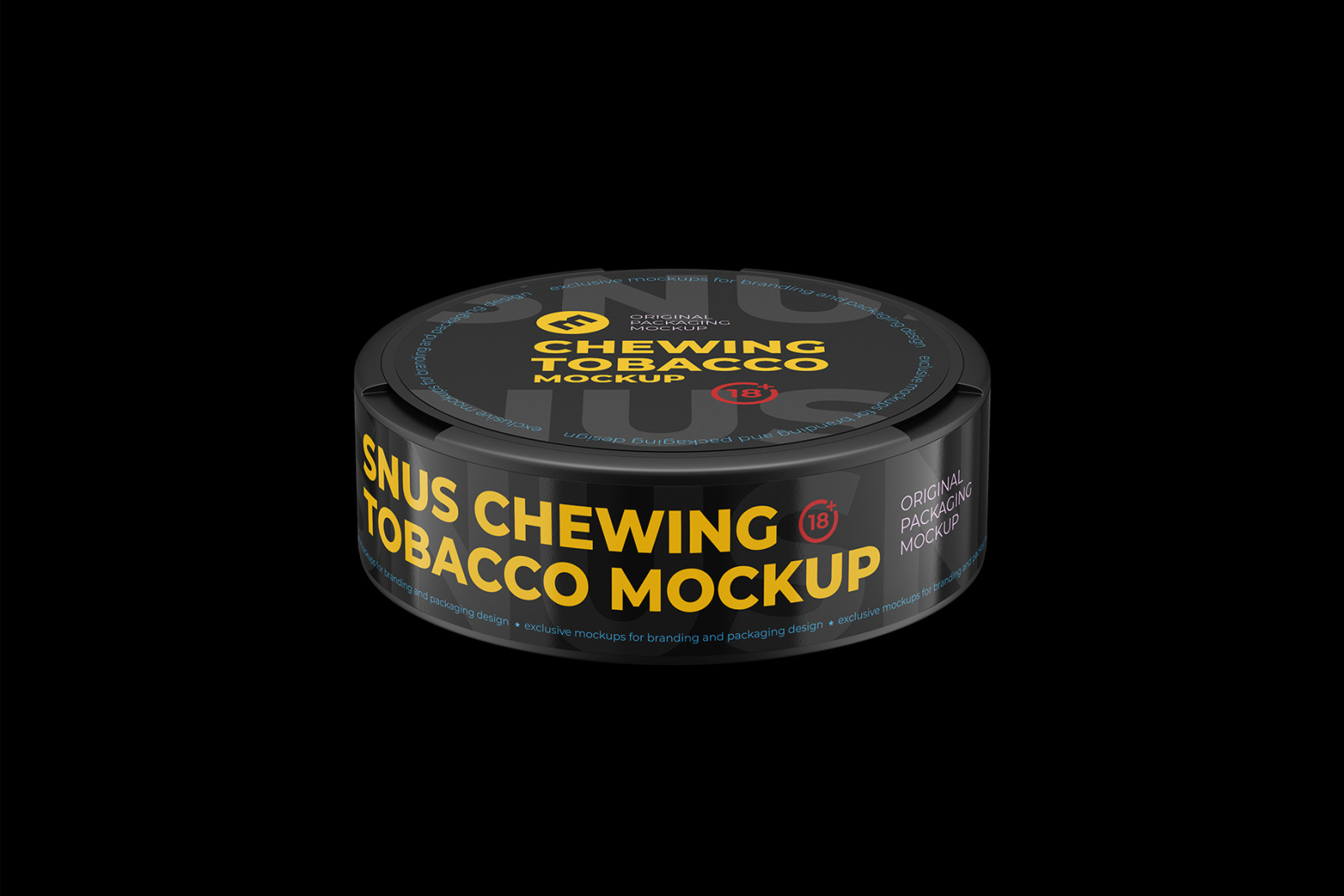 Snus Chewing Tobacco Can Mockup. High angle shot Snus Chewing Tobacco Can Mockup. High angle shot