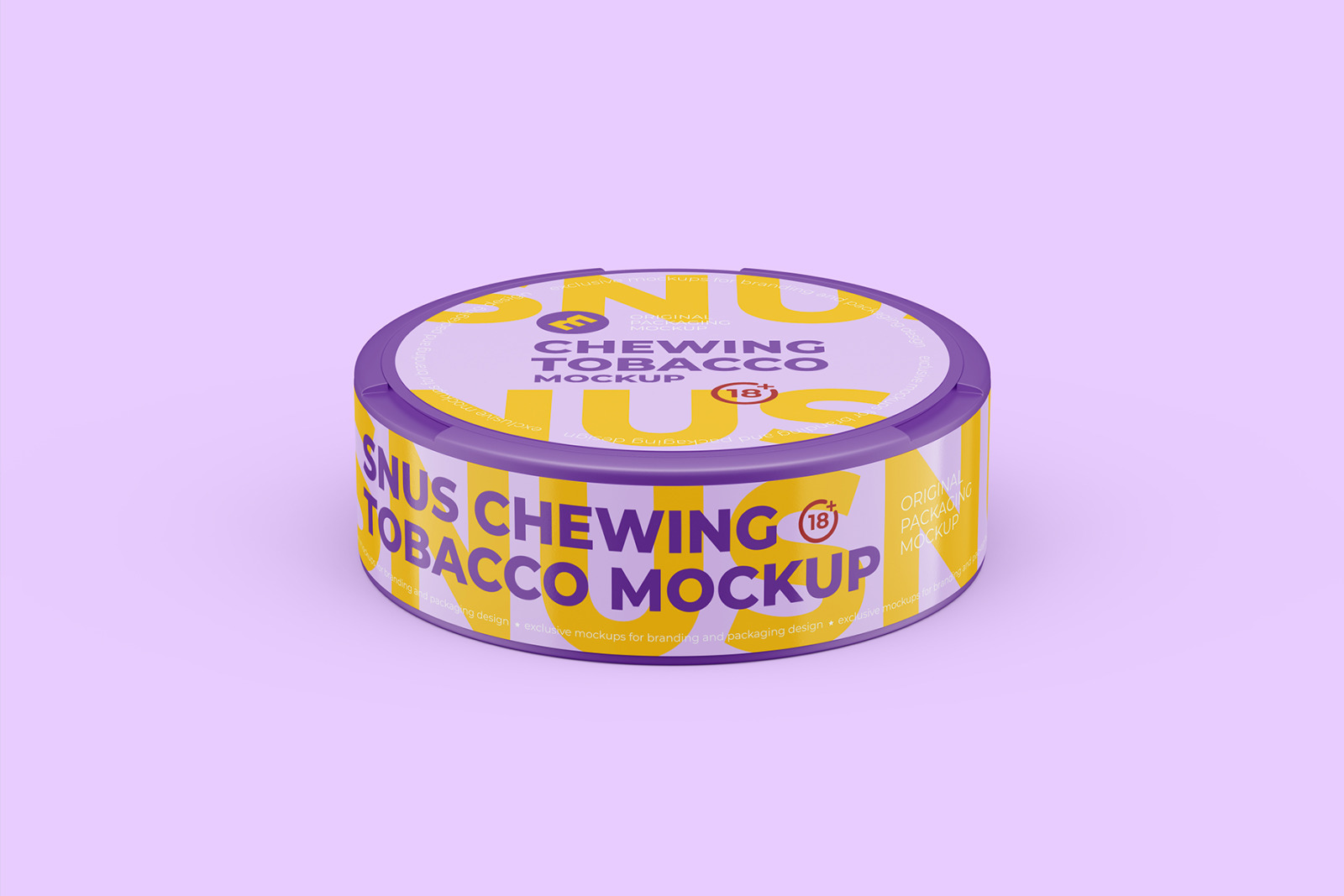 Snus Chewing Tobacco Can Mockup. High angle shot Snus Chewing Tobacco Can Mockup. High angle shot