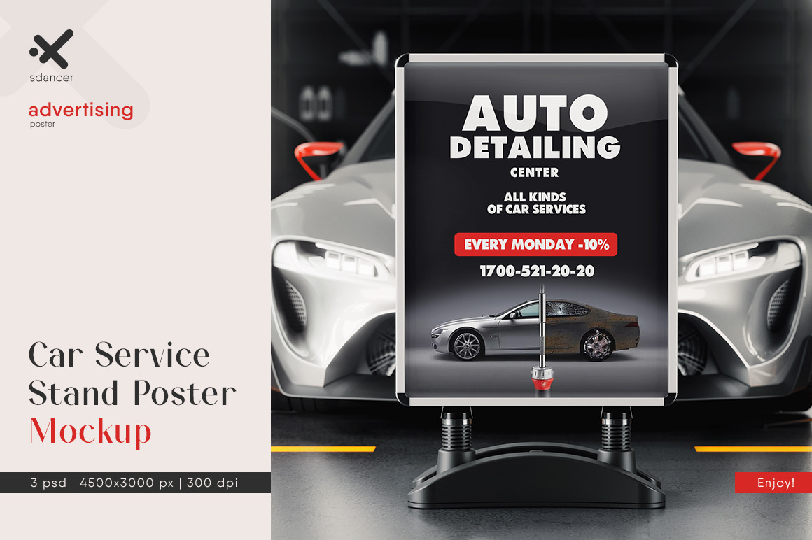Car Service Stand Poster Mockup Car Service Stand Poster Mockup