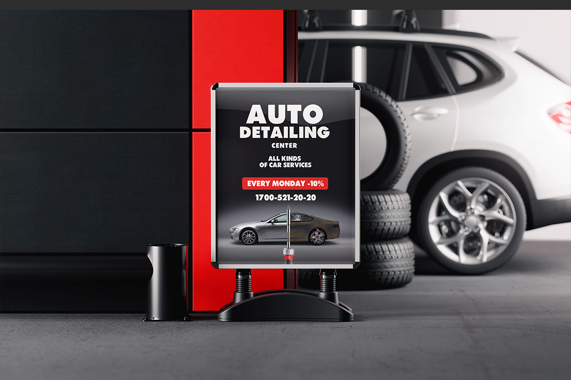 Car Service Stand Poster Mockup Car Service Stand Poster Mockup