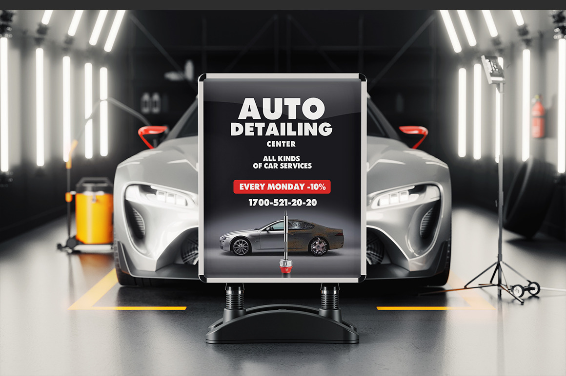 Car Service Stand Poster Mockup Car Service Stand Poster Mockup