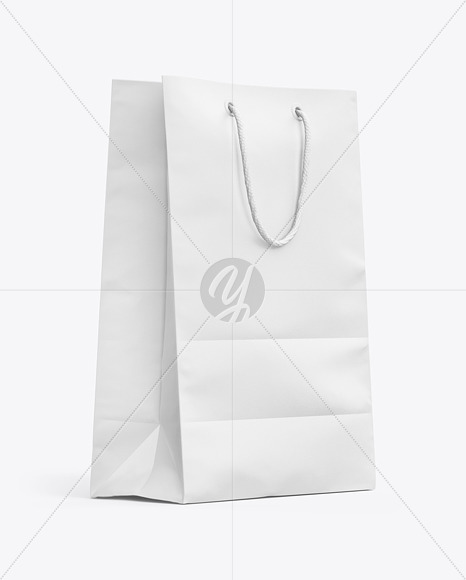 Matte Paper Shopping Bag w/ Rope Handles Mockup