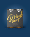 Carton Pack W/ 4 Metallic Cans Mockup