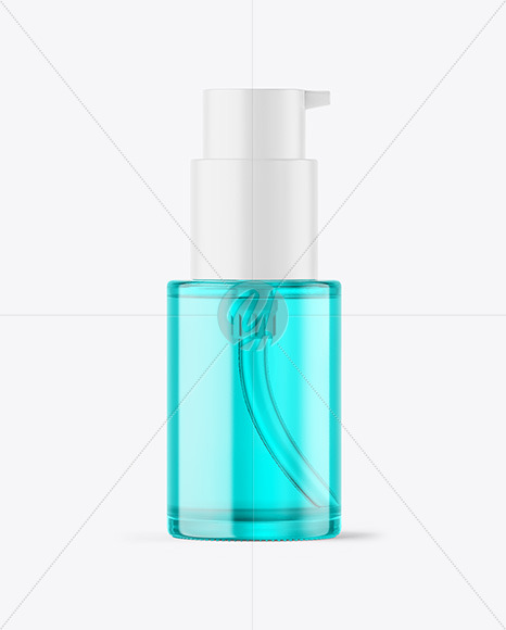 Color Glass Cosmetic Bottle with Pump Mockup