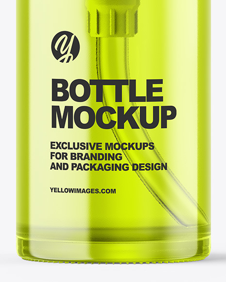 Color Glass Cosmetic Bottle with Pump Mockup