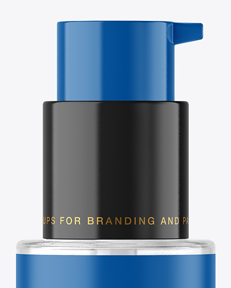 Clear Glass Cosmetic Bottle with Pump Mockup Clear Glass Cosmetic Bottle with Pump Mockup