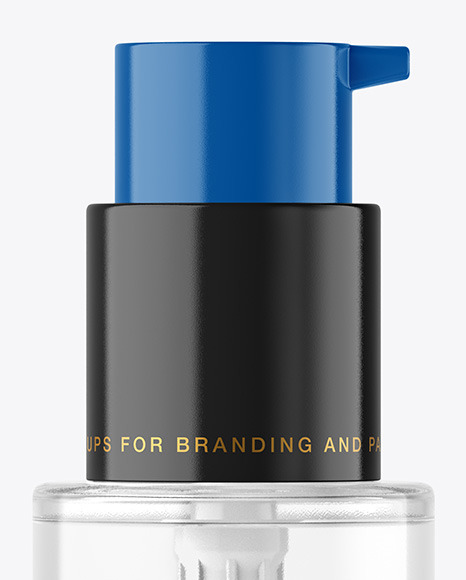 Clear Glass Cosmetic Bottle with Pump Mockup Clear Glass Cosmetic Bottle with Pump Mockup
