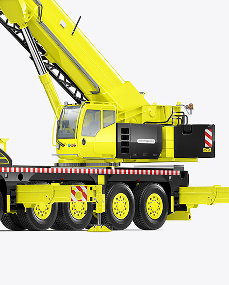 Truck Crane w/ Flag Mockup - Half Side View