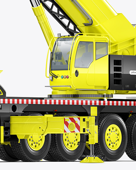 Truck Crane w/ Flag Mockup - Half Side View