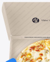 Opened Matte Paper Box w/ Cheese Pizza Mockup