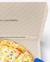 Opened Matte Paper Box w/ Cheese Pizza Mockup